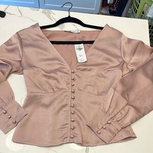 Abercrombie & Fitch Blush Button-Up Blouse